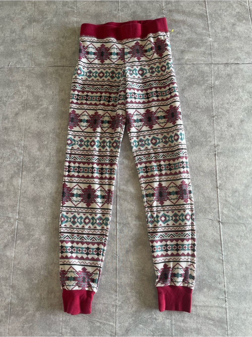 Full Tilt Burgundy and Cream Fair Isle Kids Leggings